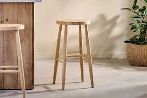 nkuku Mengwi Mango Wood Round Bar Stool | Seating | One Size | Natural
