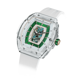 TSAR BOMBA Women's Quartz Watch | White Green | Swiss Movement Wristwatch | Cubic Zirconia Mother of Pearl Dial | Waterproof Sapphire Glass | Nucleus Femme 02 TB8219L