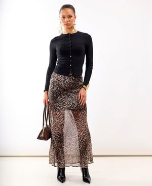 Leopard Chiffon Maxi Skirt - 18