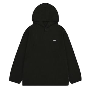 Kappy Waffle Button Hoodie Black