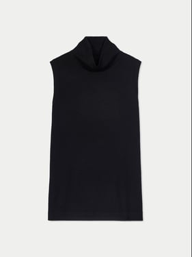 Cashmere Silk High-Neck Top - XL / Black / WK1111-7018