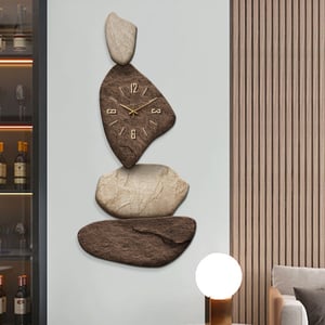 32" Large Stone Shape Japandi Wall Clock Unique Irregular Home Decor Art Living Room