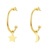 Moon Star Hoop Earrings Gold