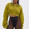 AKIRA Take It Easy Cropped Bomber Jacket | Green | Size Medium