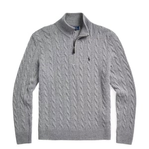Polo Ralph Lauren Cable-Knit Wool-Cashmere Sweater Fawn Grey Heather