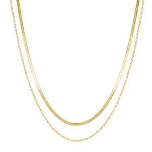Layered Oval & Snake Chain Necklace Waterproof