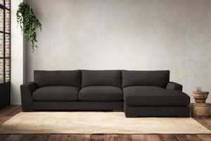 nkuku Guddu Large Right Hand Chaise Sofa | Make To Order | Brera Linen Espresso | No Colour