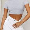 BASE The Baby Tee Ribbed Crop Top Grey