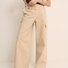 Beige Utility Wide Leg Trousers
