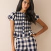 Navy Gingham Mini Shorts
