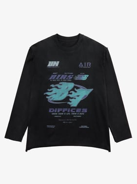 Thesupermade Washed Edge Long Sleeve T-Shirt - Black / XL