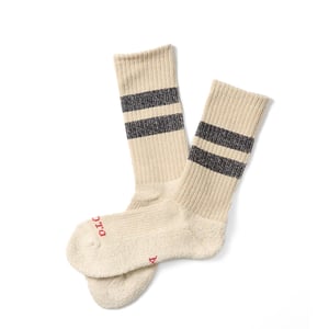 ROTOTO Pile Stripe Marl Socks Beige / Black