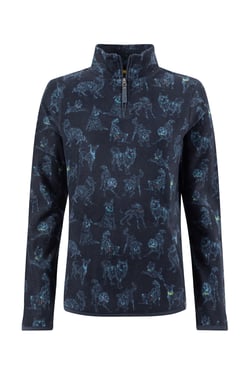 Weird Fish Reena 1/4 Zip Printed Microfleece Lake Blue Size 8