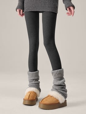 Wool Blend Lightweight Slimming Footed Tights - Charcoal / One Size