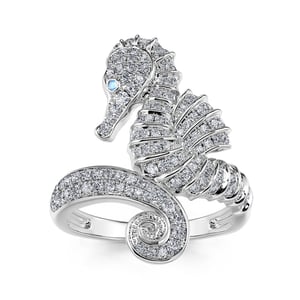 Jeulia "Faithful Love" Seahorse Design Sterling Silver Ring