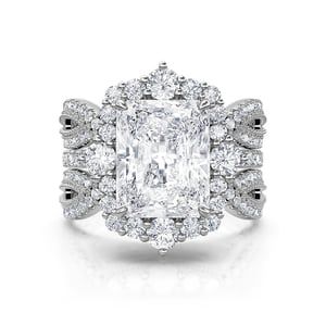 Jeulia Interchangeable Halo Engagement Ring Set Twisted Radiant Cut Sterling Silver