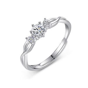 Jeulia Simple Three Stone Ring Hollow Twist Adjusted Sterling Silver