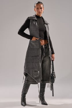 AKIRA Keep You Waiting Denim Vest | Size XL