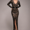 Goddiva Tassel & Sequin Midaxi With Front Split - Black