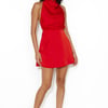 Romantic Location Satin Halter Mini Dress Red