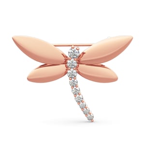 Jeulia "Garden Dragonfly" Round Cut Sterling Silver Brooch