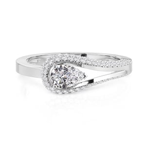 Jeulia Droplet Pear Shaped Wedding Ring Sterling Silver