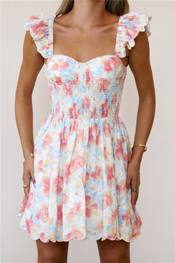 Petal Point Mini Dress Coral