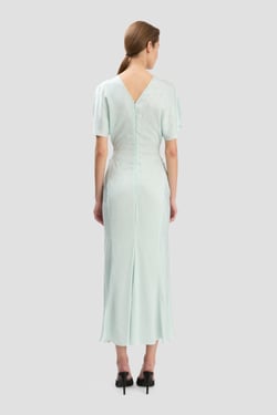 Victoria Beckham Bela Midi Dress In Aquamarine - 16 - Womens