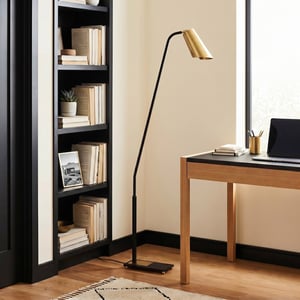 Peck standing lamp in black and brass