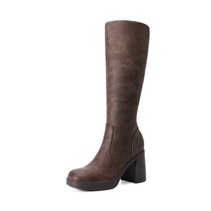 DREAM PAIRS Women   s Stretchy Knee High Platform Boots