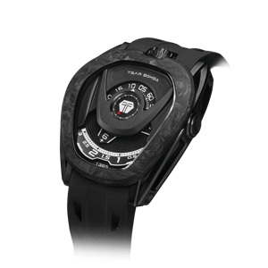 TSAR BOMBA Men's Reactor Series Automatic Mechanical Watch | Carbon Fiber Black | Wandering Hour Satellite Display | Waterproof Luxury Cyberpunk Timepiece
