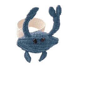 Crab Handwoven Iraca Napkin Ring - Navy Blue