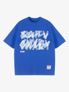 Thesupermade Creative Alphabet Printed T-Shirt - Blue / XL