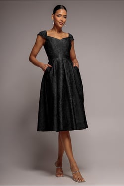 Goddiva Crushed Satin Sleeveless A Line Midi Dress - Black