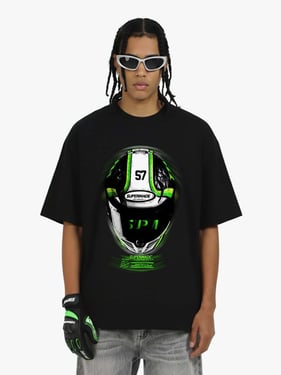 Motorcycle Helmet Graphic T-Shirt - Black / 2XL
