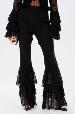 AKIRA Looks And Feels Good Lace Flare Legging | Black | Size 2X