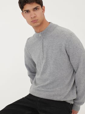Essential Half-Zip Cashmere Sweater - 3XL / Gray / MK07-148