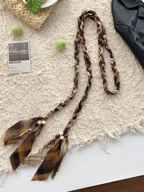 Linen Woven Belt With Fringes - Amber Brown