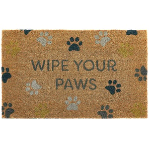 Printed Coir Wipe Your Paws Doormat - 45x75cm