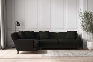 nkuku Deni Left Hand Corner Sofa | Make To Order | Grand | Brera Linen Charcoal