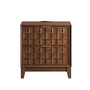 COLAMY Nightstand with Charging Station - Walnut