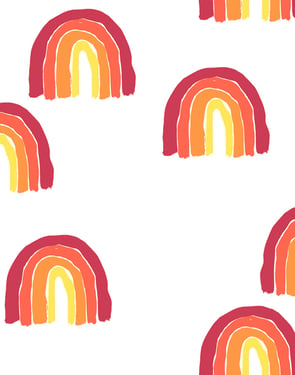 Rainbows' Wallpaper by Tea Collection - Red - Traditional / 27 in. x 27 ft.