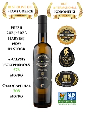 Laconiko Extra Virgin Olive Oil - High Phenolic Greek EVOO (Everyday Use) - 500ml
