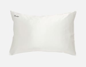 QE Home Custom Embroidered 100% Mulberry Silk Pillowcase in Snow, White, Queen