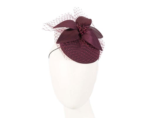 Custom made burgundy special occasion cocktail hat
