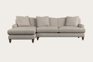 nkuku Deni Large Left Hand Chaise Sofa | Make To Order | Brera Linen Natural | No Colour