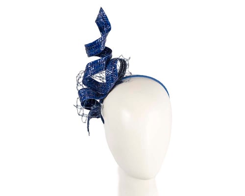 Royal Blue leather racing fascinator by BELIEVERA