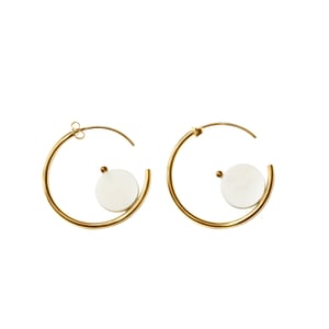 Round Moon Hoop Earring - Polished Brass