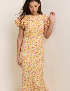 Yellow Floral Lola Midi Dress