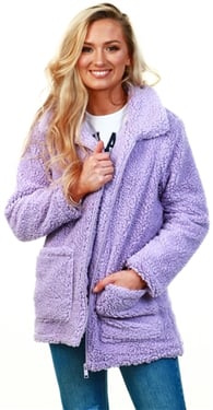 Brave Soul Heavenly Fur Zip Jacket - Lilac - 8